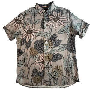 Ted Baker London Canwe Slim Fit Floral Short Sleeve Button-Up Shirt Size 5 (XL)
